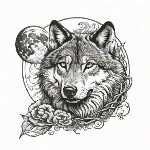 Wolf And Moon