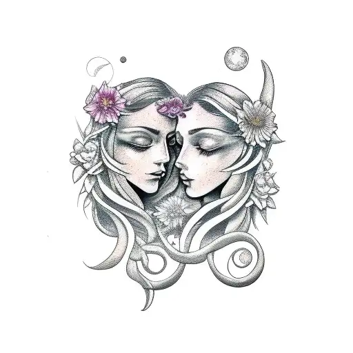 Gemini With Flowers And Nature