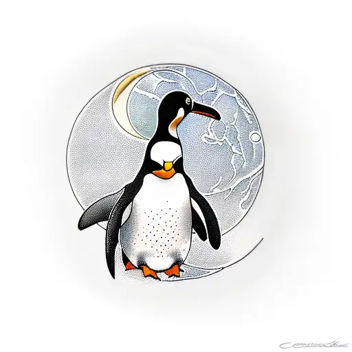 Penguin Hugging A Moon