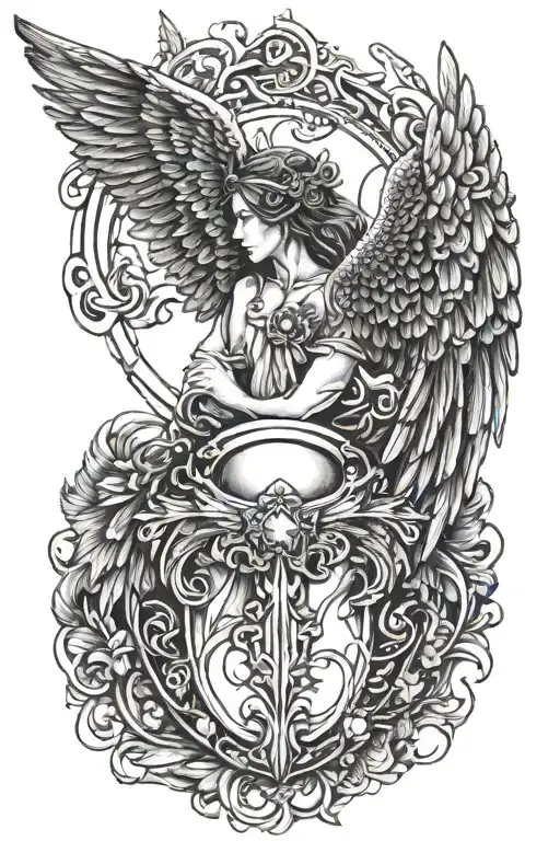 Dark Angel Wings And Halo Symbolizing