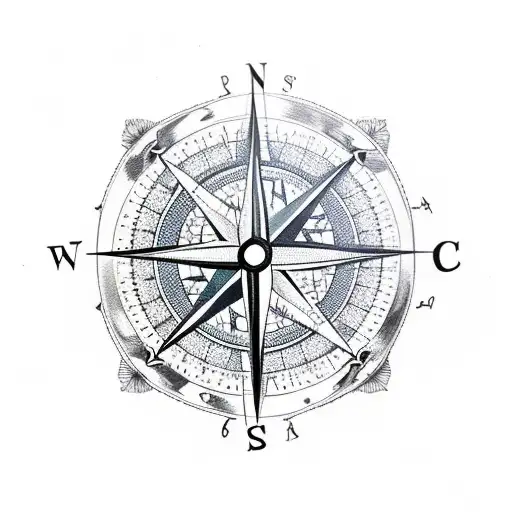 Compass With Maps And Fish