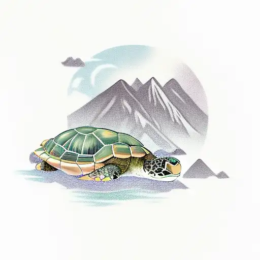 Turtle With Mountains