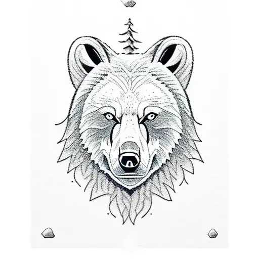 Bear And Wolf With Mountains