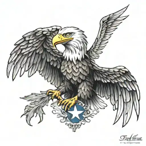 Patriotic Blad Eagle With Family Crest