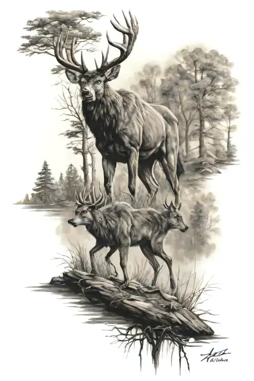 Following Dads Footsteps While Hunting In The Woods