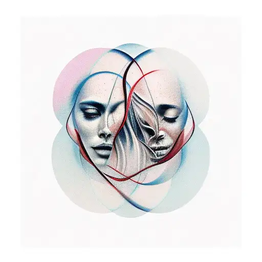 Abstract Two Faces Forming A Third Face