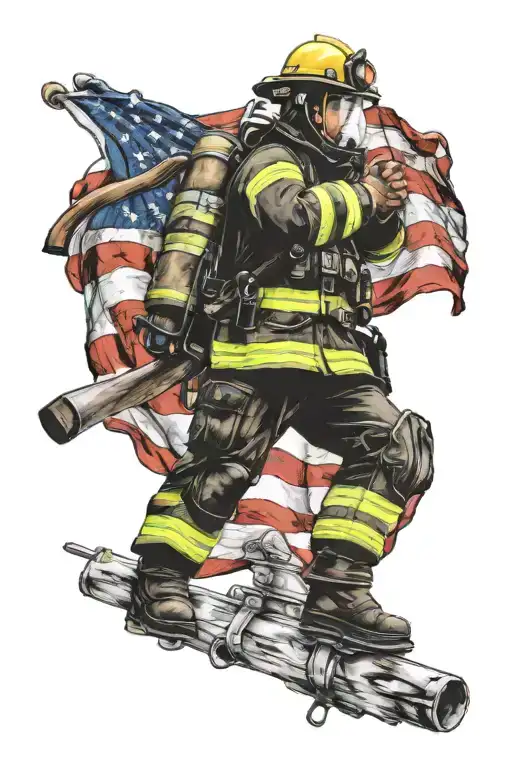 Firefighter Flag Waving