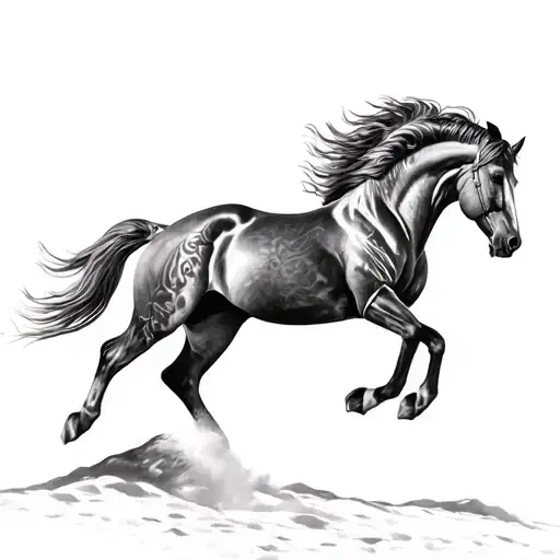 Mustang Horse Raising Up Verticaly No Clipping