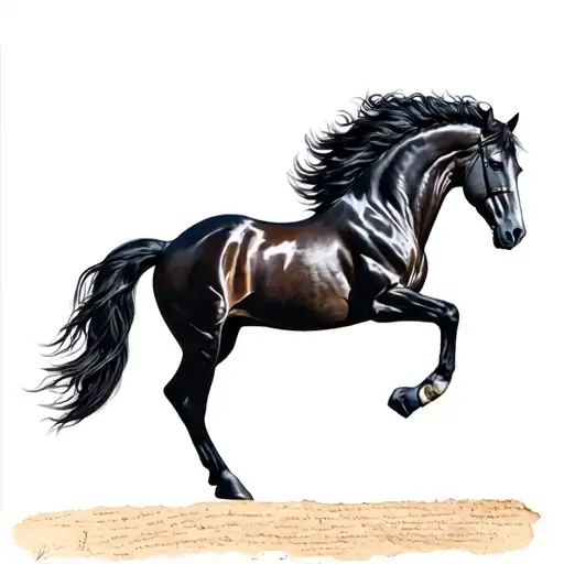 Mustang Horse Raising Up Verticaly No Clipping