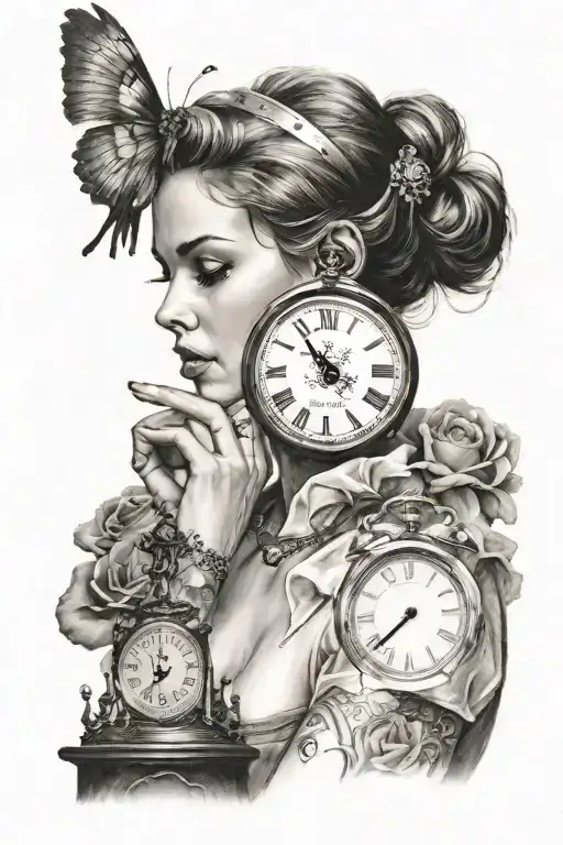 Woman And Clock
