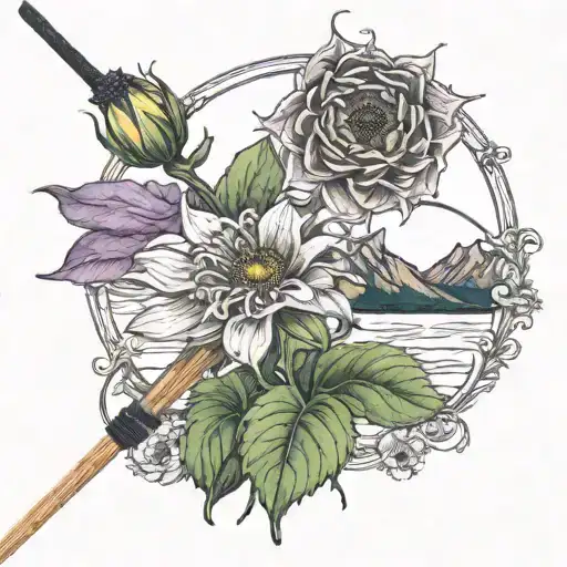 Mountain Lake Crochet Hook Fishing Pole Columbine Sunflower