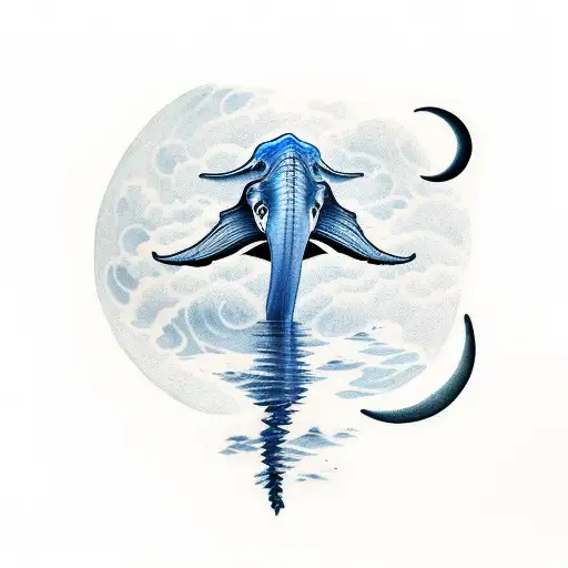 Blue Whale With Moon