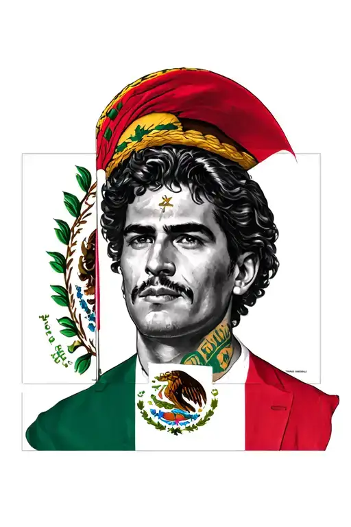 Mexican Flag Realistic Portrait