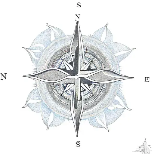 Colored Compass As A Sun With Tail