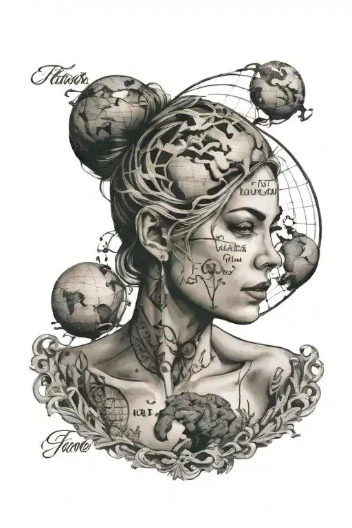 The World Is Yours Text With Globe As Part Of A Woman's Face