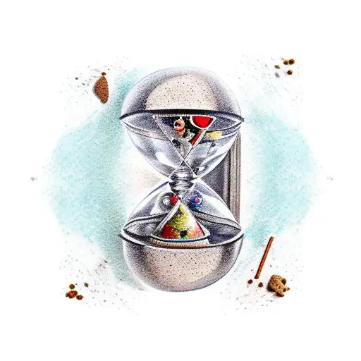 A Man Inside A Hourglass With The Sand Pooring On Him