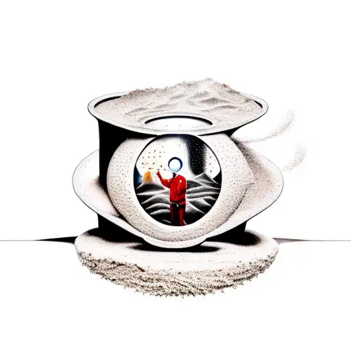 A Man Inside A Hourglass With The Sand Pooring Directly On Him