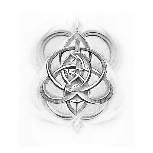 Statue Of Lar Mixed With Triquetra With Dragon Coming Out For Family