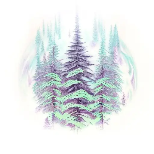 Full Sleeve Forest With Northern Lights