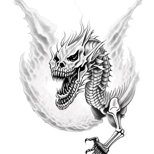 Skeleton Dragon Spitting Fire