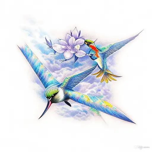 Bird Sword Plane Freedom Sky Flowers
