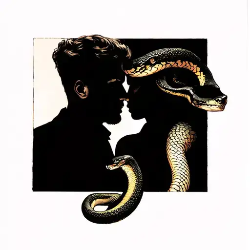 A Man With A Woman And A Snake