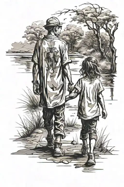 Older Brother And Younger Sister Holding Hands And Walking