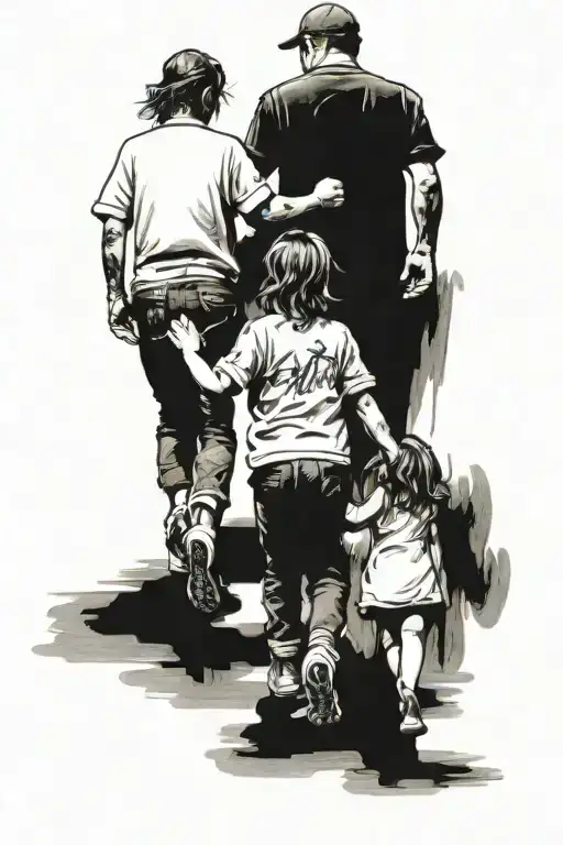 Older Brother And Younger Sister Holding Hands And Walking