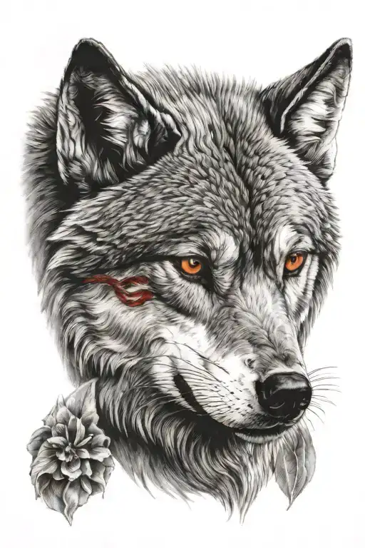 Wolf With Red Eye