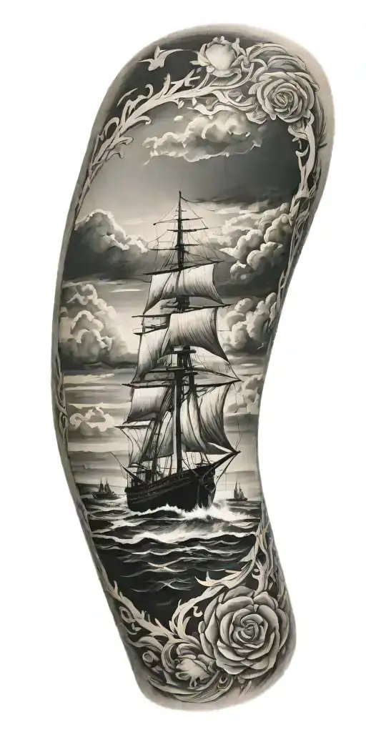 Ship Sail Boat In Front