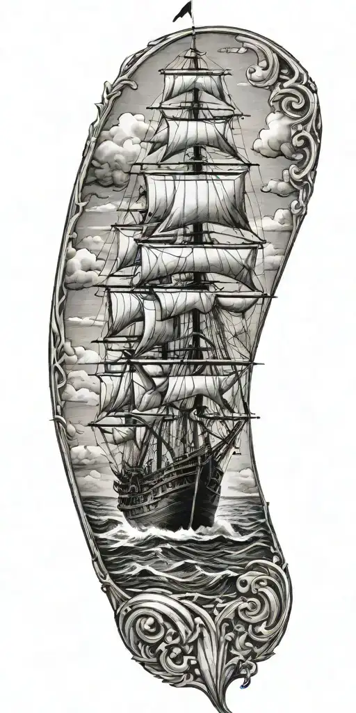 Ship Sail Boat In Front