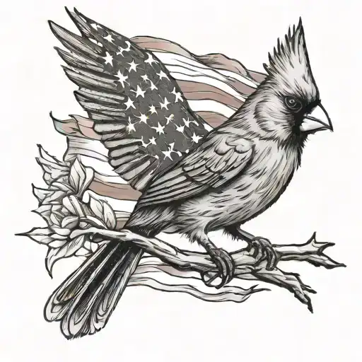 Fighting Cardinal With American Flag In The Background