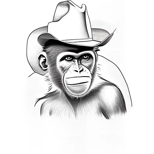 Monkey Wanted Poster Wearing Cowboy Hat
