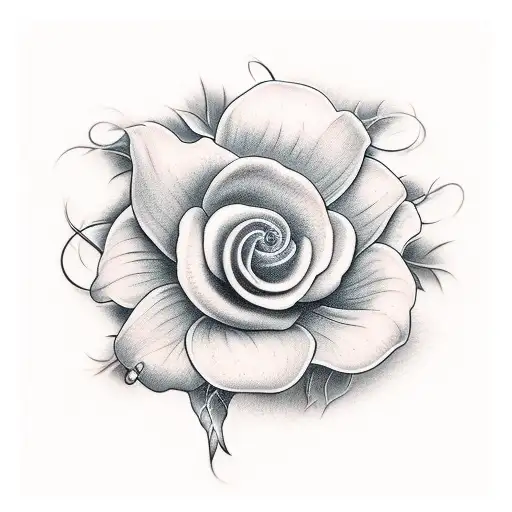 Morning Glory Flowers On A Vine That Follow The Contour Of An Arm