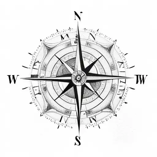 Compass With Forest And Sea