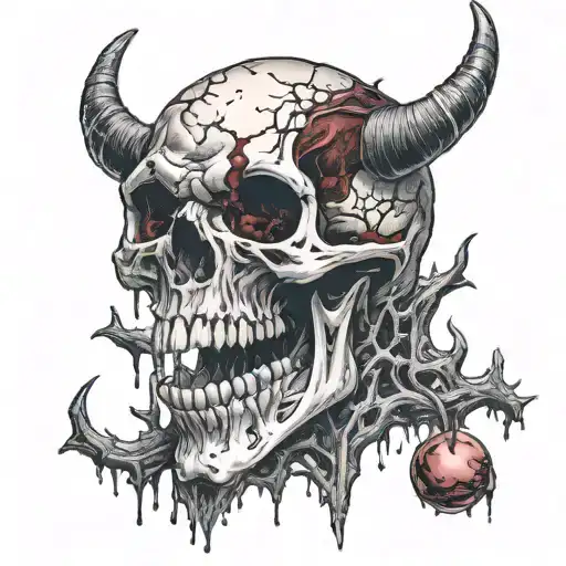 Wendigo Skull Dripping Blood Moon Scary