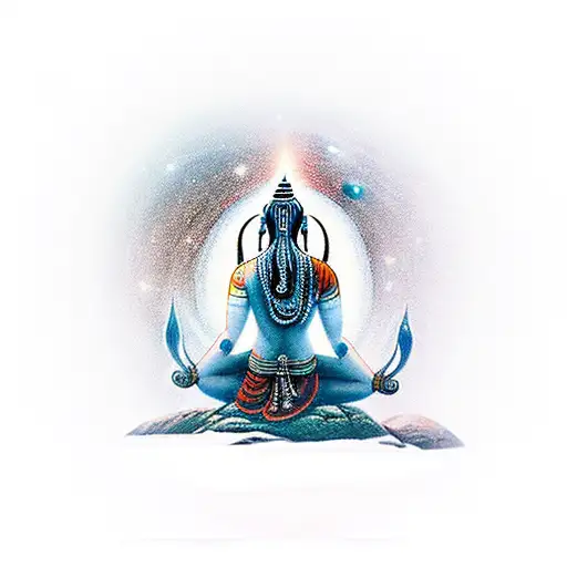 Mahadev In Mountains Meditating With A View Of The Universe In The Background