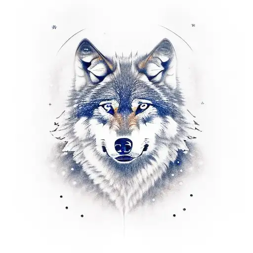 Wolf Howeling Into A Cold Night Sky