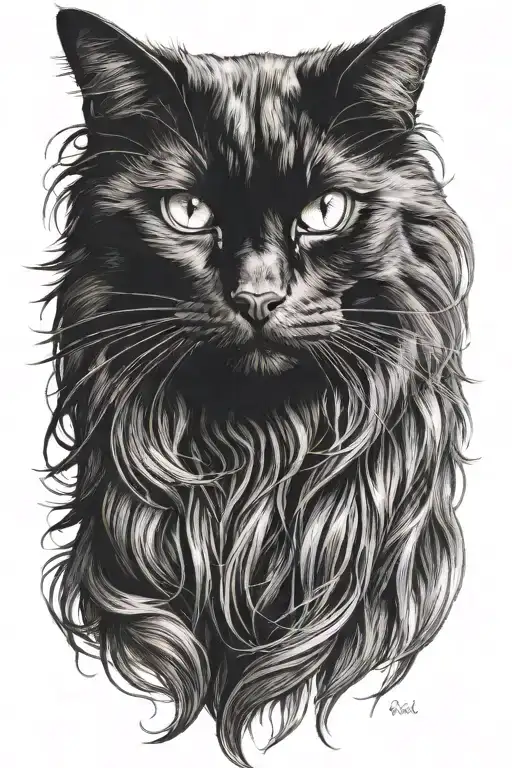 Long Haired Black Cat