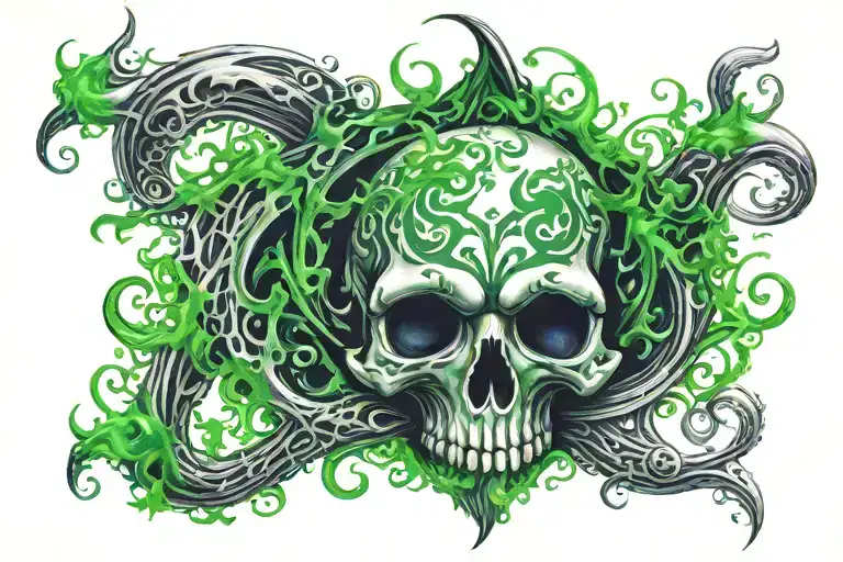 Green Flames Surrounding Death Eater Symbol