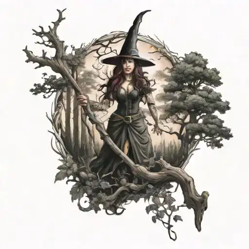Forest Scene With A Witch