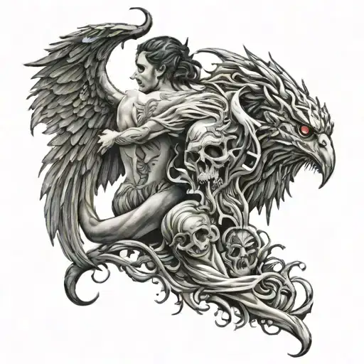 Good And Evil Fully Tattooed Back