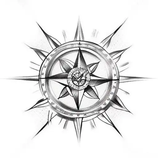 Rose With A Compass And Wind Rose