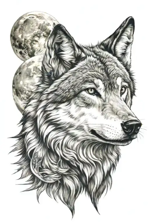 Wolf And Moon