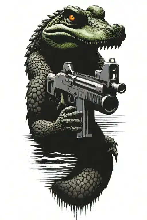 Alligator With A Machine Gun