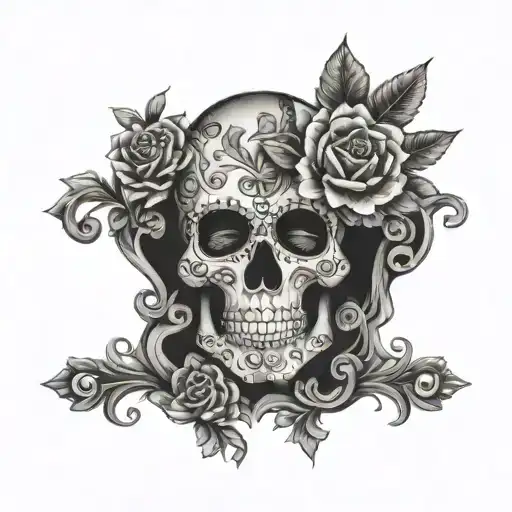 Photo Realistic Sugar Skull Mosaic Side Profile