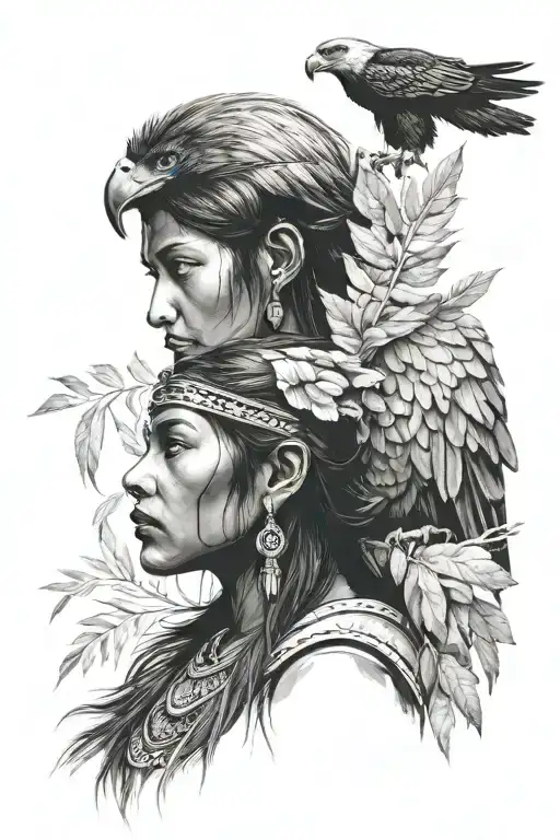 Indian Girl With A Eagle