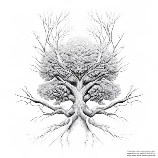 Tree Roots Flowing Into Dna Tattoo