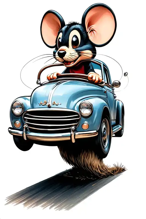 Jerry Mouse Driving A Car