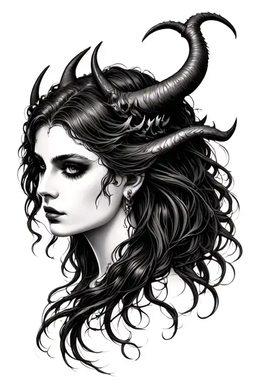 Nkaed Demon Lady Head With Long Hair